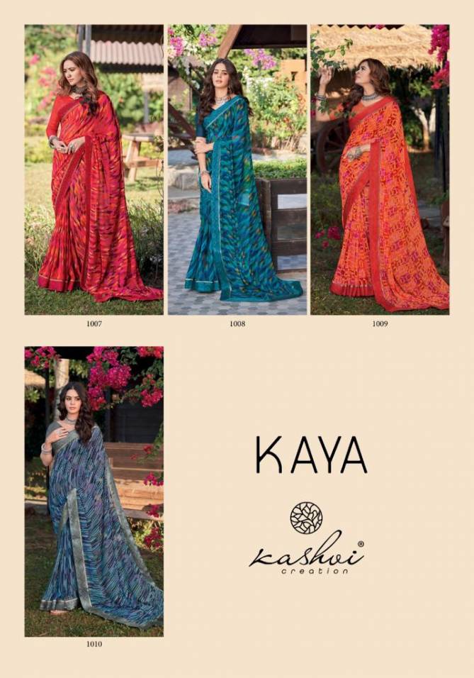 Kashvi Kaya New Casual Daily Wear Georgette Printed Saree Collection
